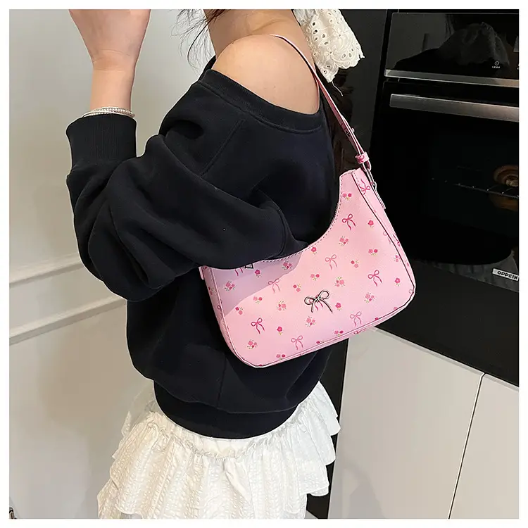 Pink Sweet Print One Shoulder Handbag for Women — feature 24