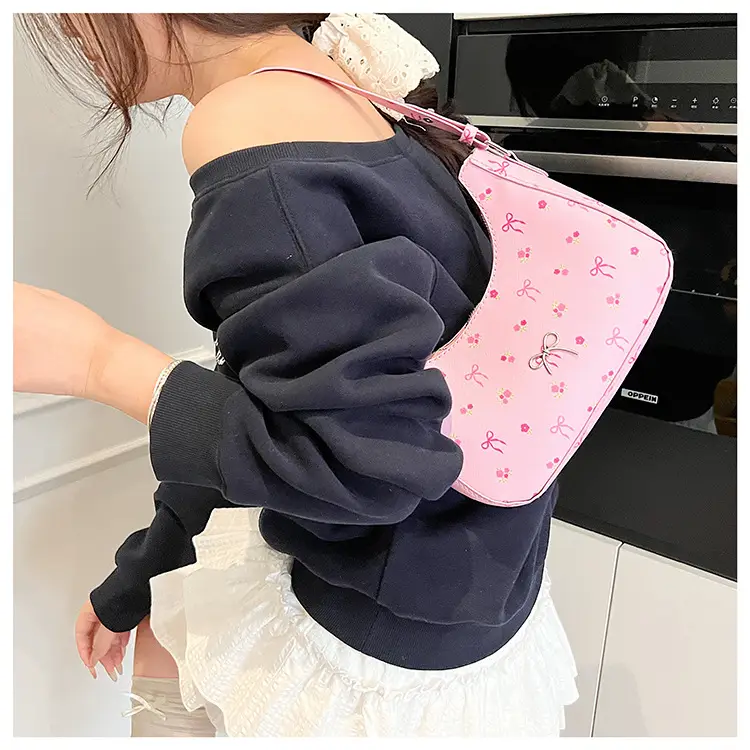 Pink Sweet Print One Shoulder Handbag for Women — feature 25