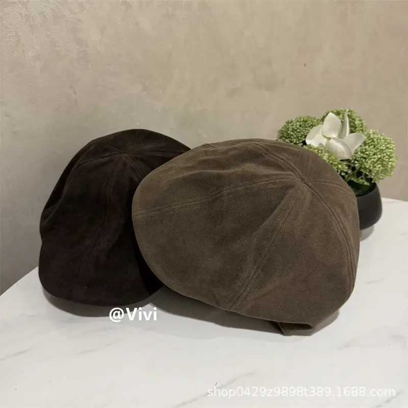 Suede Beret Women Large Head Circumference Autumn Winter - Image 7