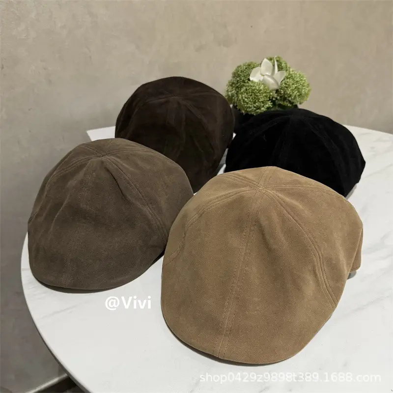 Suede Beret Women Large Head Circumference Autumn Winter - Image 8