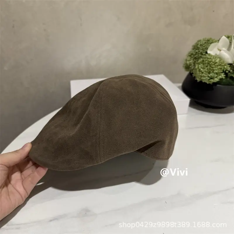 Suede Beret Women Large Head Circumference Autumn Winter — feature 12