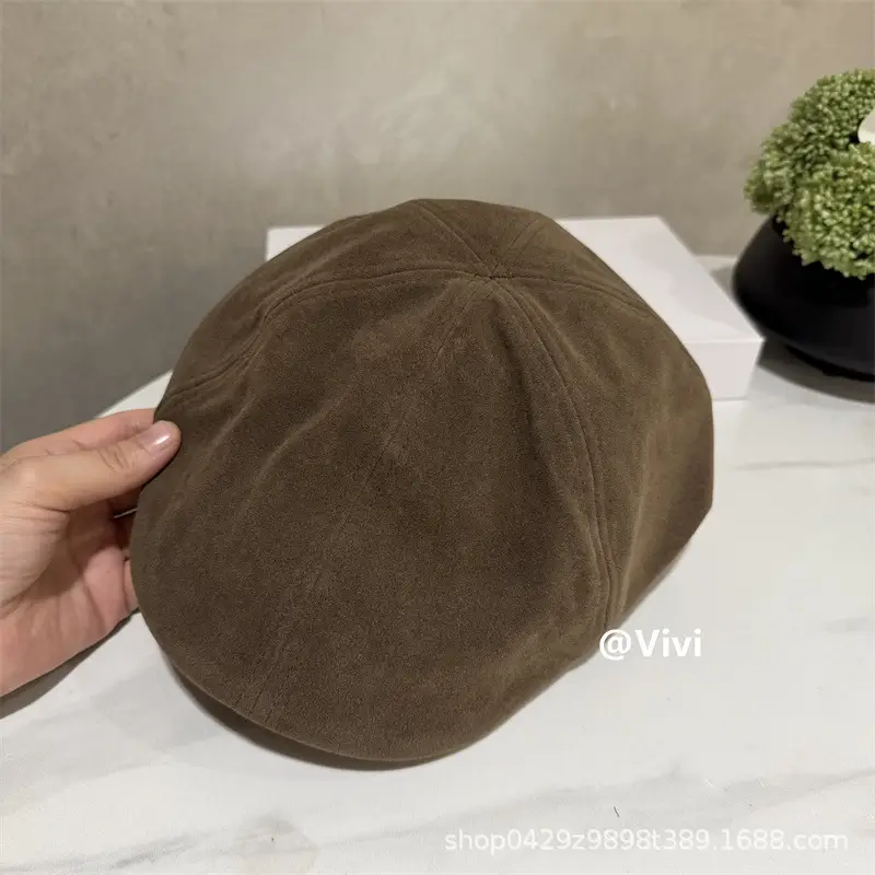 Suede Beret Women Large Head Circumference Autumn Winter — feature 13