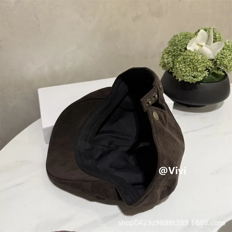 Suede Beret Women Large Head Circumference Autumn Winter — feature 14
