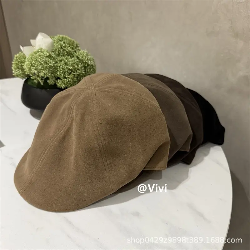 Suede Beret Women Large Head Circumference Autumn Winter — feature 5