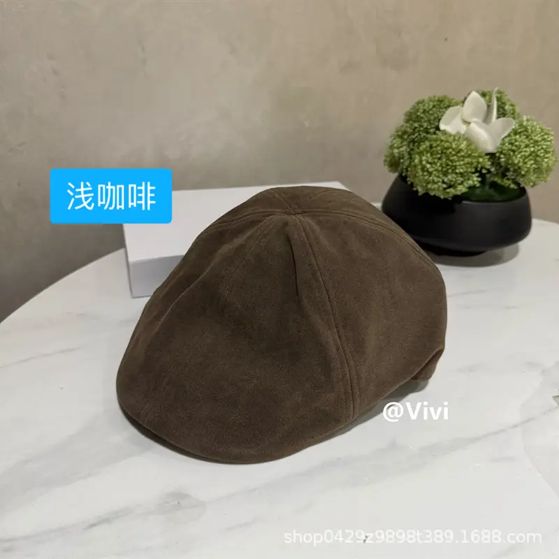 Suede Beret Women Large Head Circumference Autumn Winter - Image 2