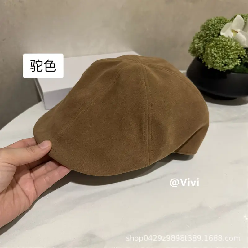 Suede Beret Women Large Head Circumference Autumn Winter - Image 3