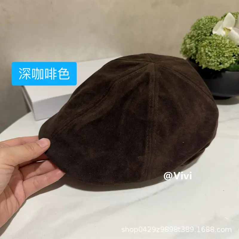 Suede Beret Women Large Head Circumference Autumn Winter - Image 4