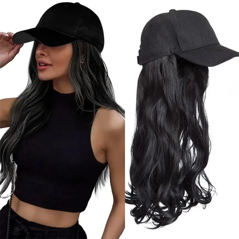 Black Long Curly Hair Wig Cap for Daily Wear - Image 2