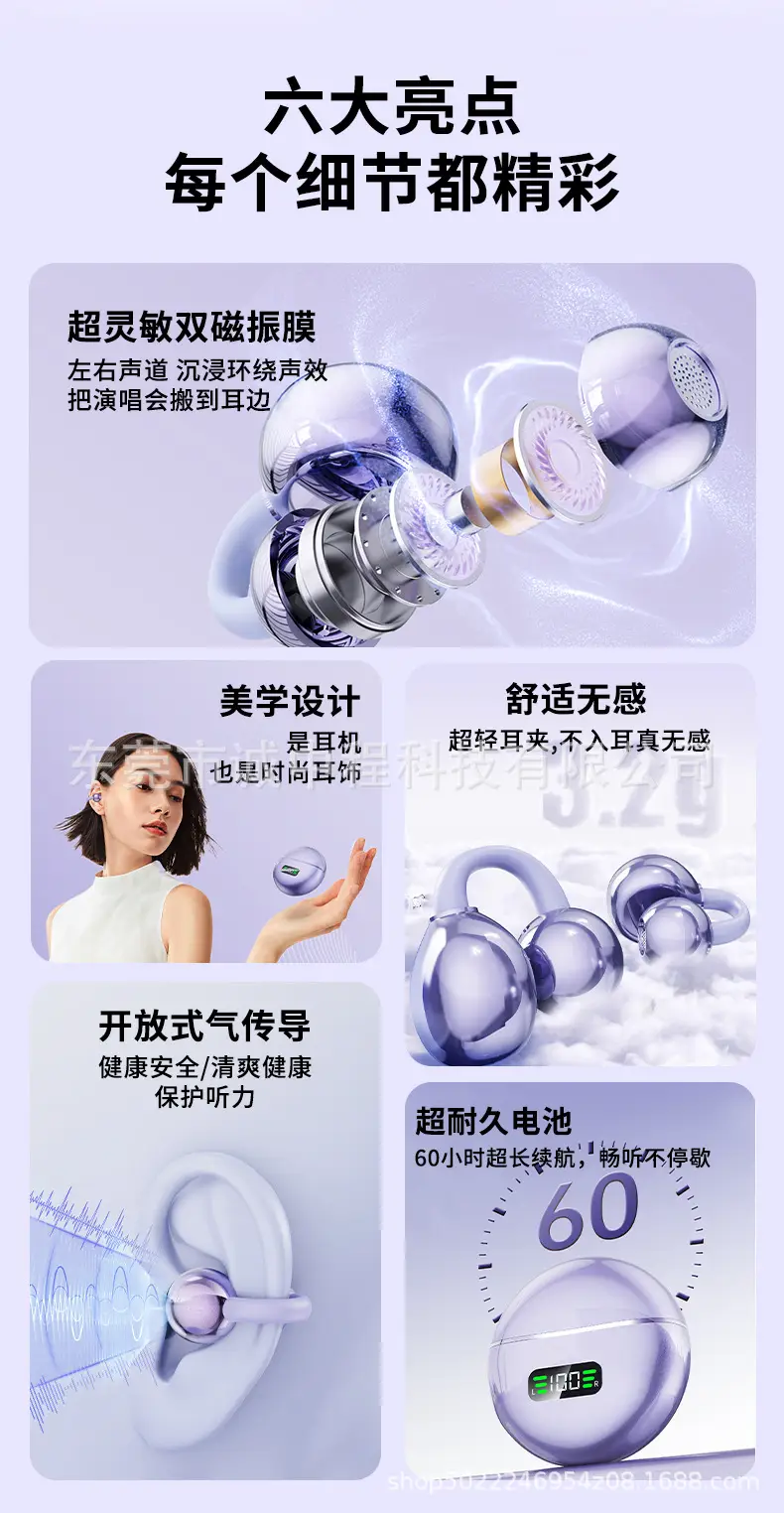 2025 New M79 Bluetooth Headset Wireless Clip-On Open Type Non-In-Ear Huaqiangbei High Quality Wholesale Dropshipping — feature 6