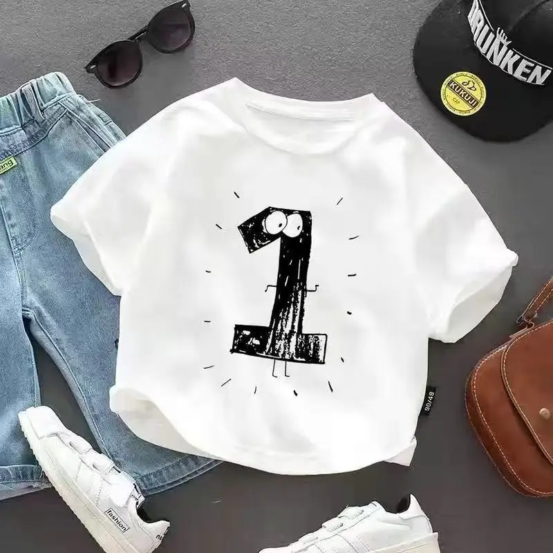 Baby 1 Year Old T-Shirt Numbered Cartoon Cotton Summer Wear - Image 10