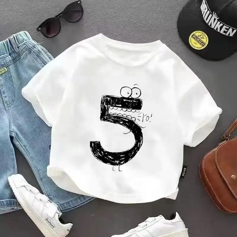 Baby 1 Year Old T-Shirt Numbered Cartoon Cotton Summer Wear — feature 4