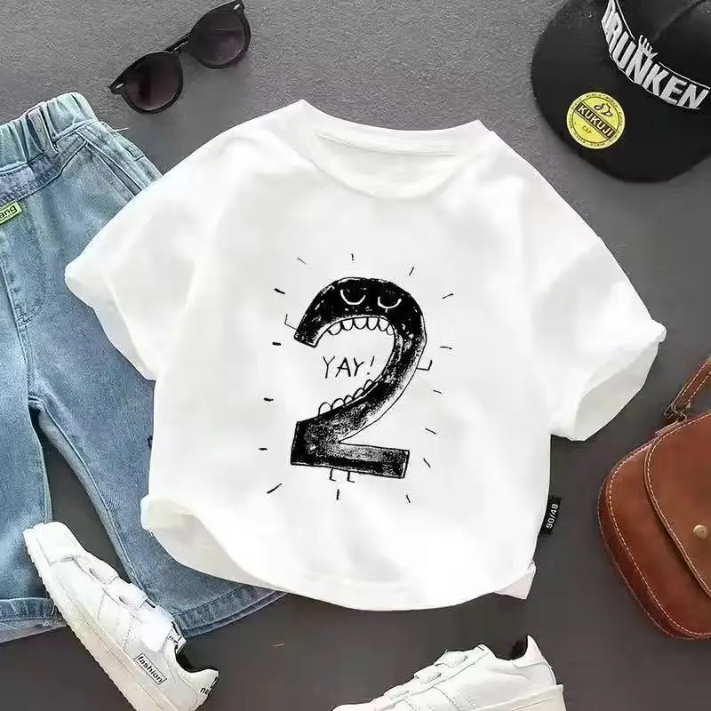 Baby 1 Year Old T-Shirt Numbered Cartoon Cotton Summer Wear - Image 3