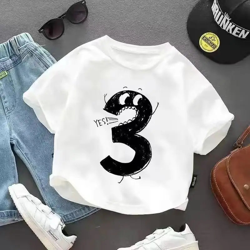 Baby 1 Year Old T-Shirt Numbered Cartoon Cotton Summer Wear - Image 4