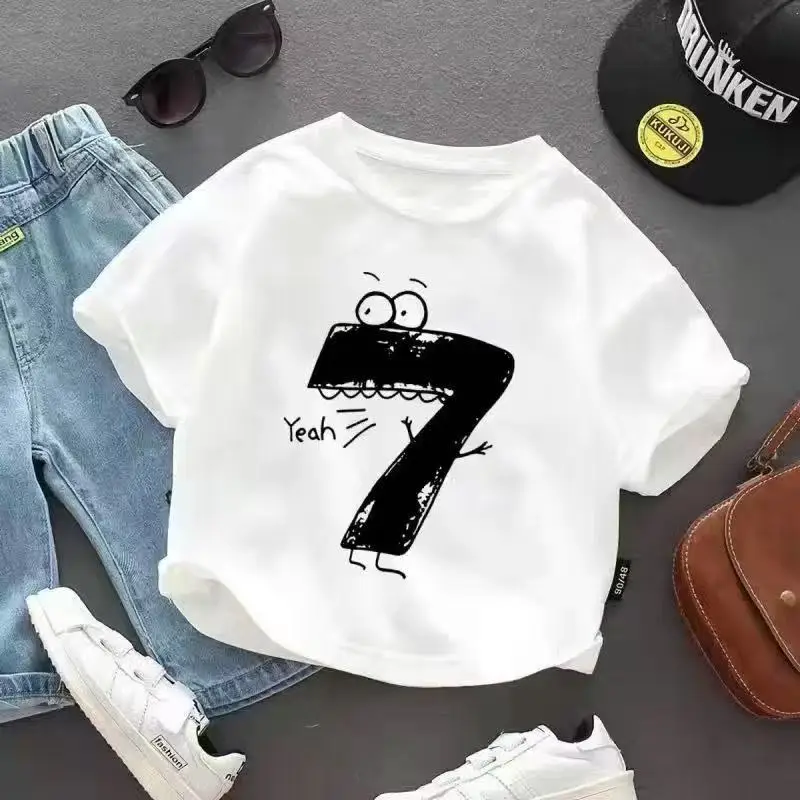Baby 1 Year Old T-Shirt Numbered Cartoon Cotton Summer Wear - Image 8