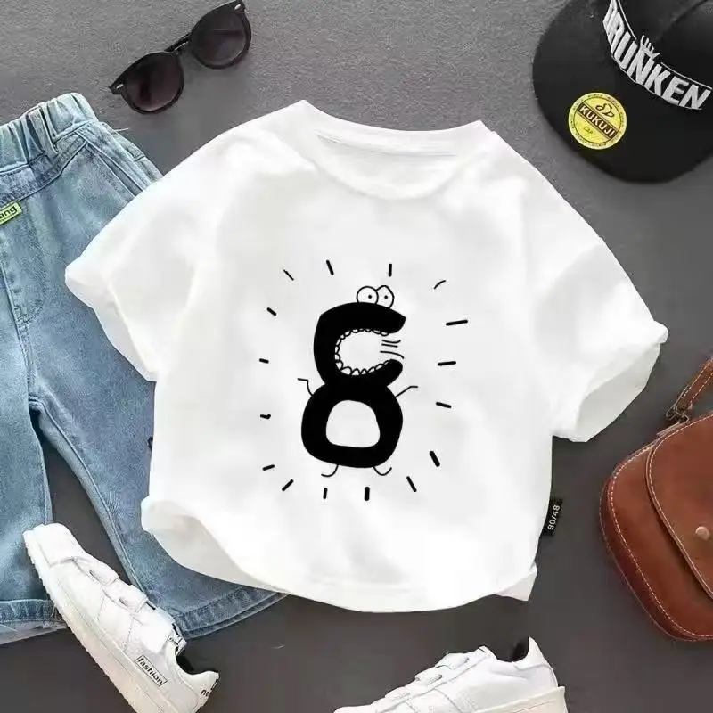 Baby 1 Year Old T-Shirt Numbered Cartoon Cotton Summer Wear - Image 9