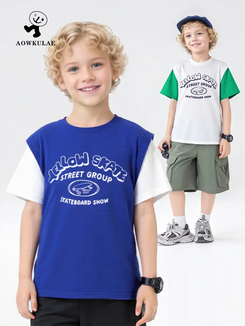 Kids Korean Style T-Shirt Green White Shorts Set - Image 5