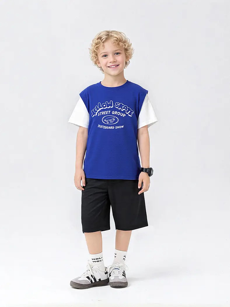 Kids Korean Style T-Shirt Green White Shorts Set - Image 8