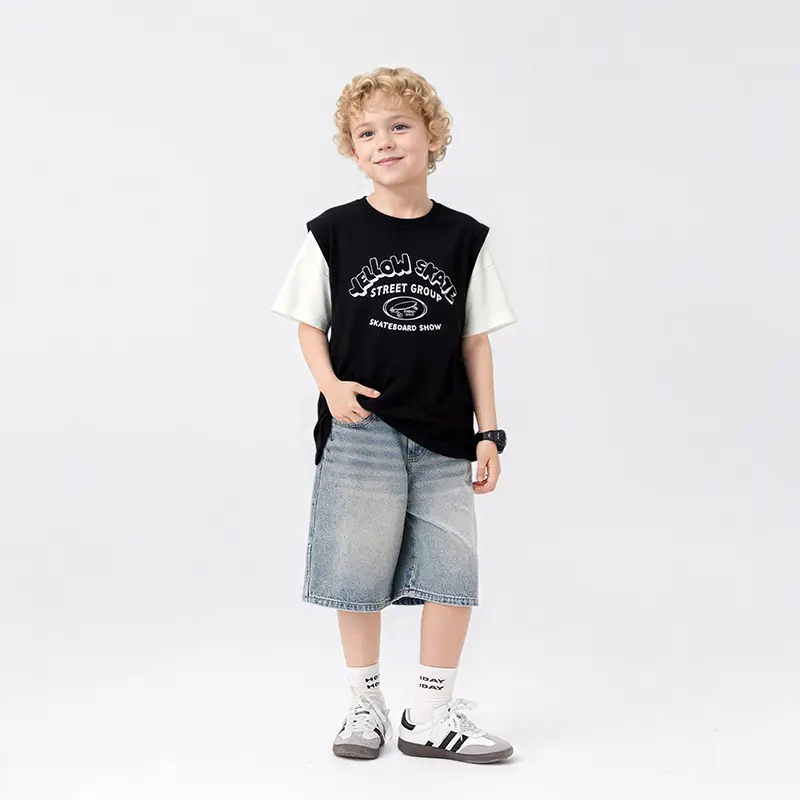 Kids Korean Style T-Shirt Green White Shorts Set — feature 3