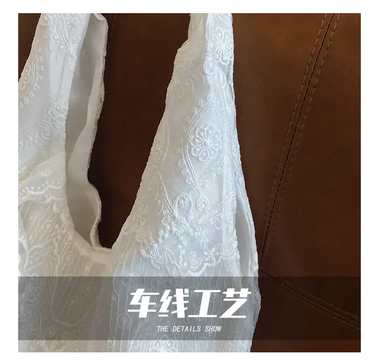 White Korean Style Lace Flower Canvas Shoulder Bag — feature 6