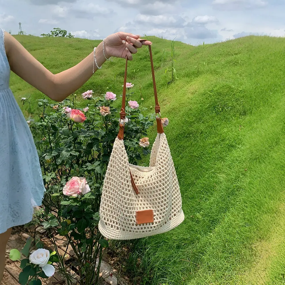 Summer Cut Out Woven Bag Women Casual Shoulder Tote 2025 - Image 3