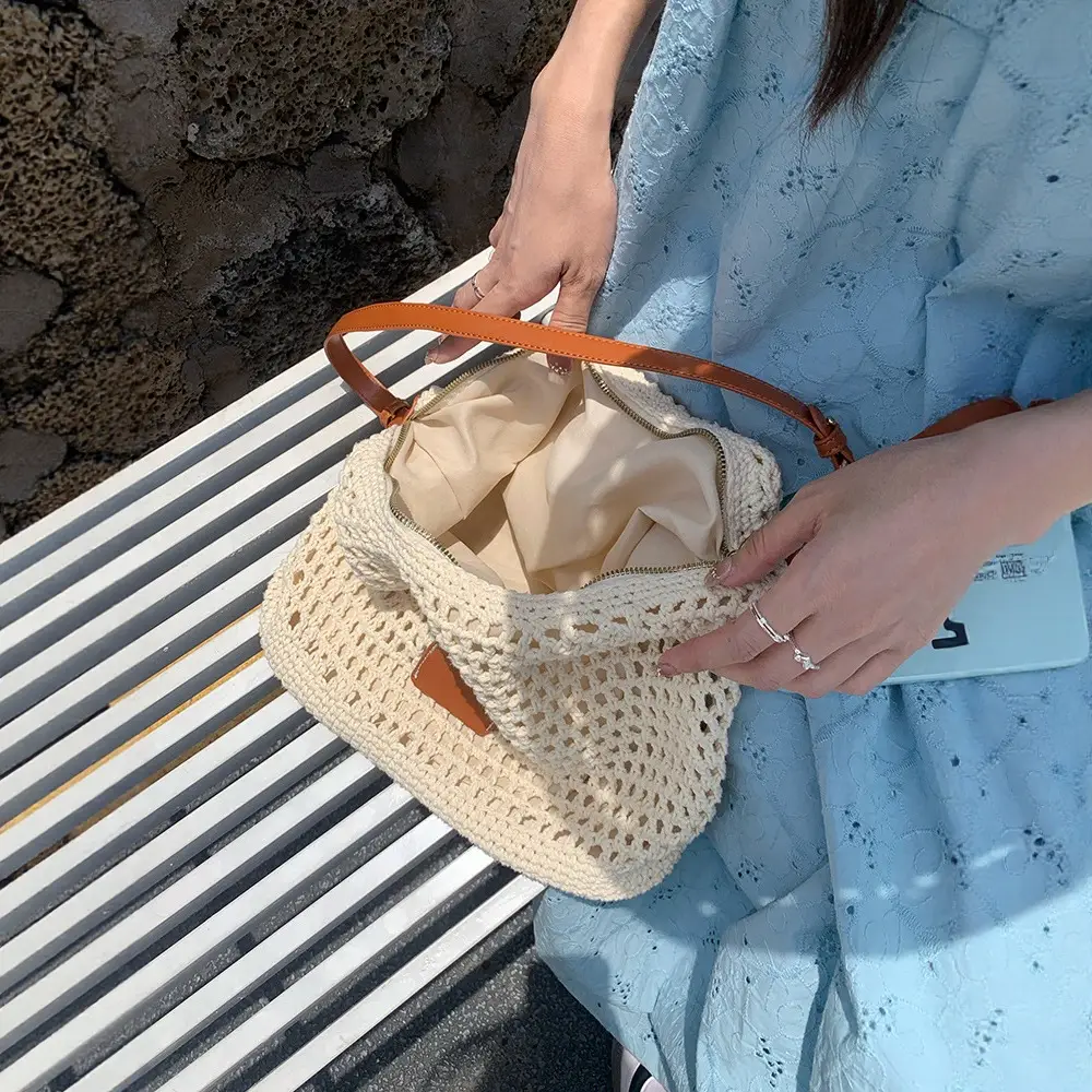 Summer Cut Out Woven Bag Women Casual Shoulder Tote 2025 - Image 4