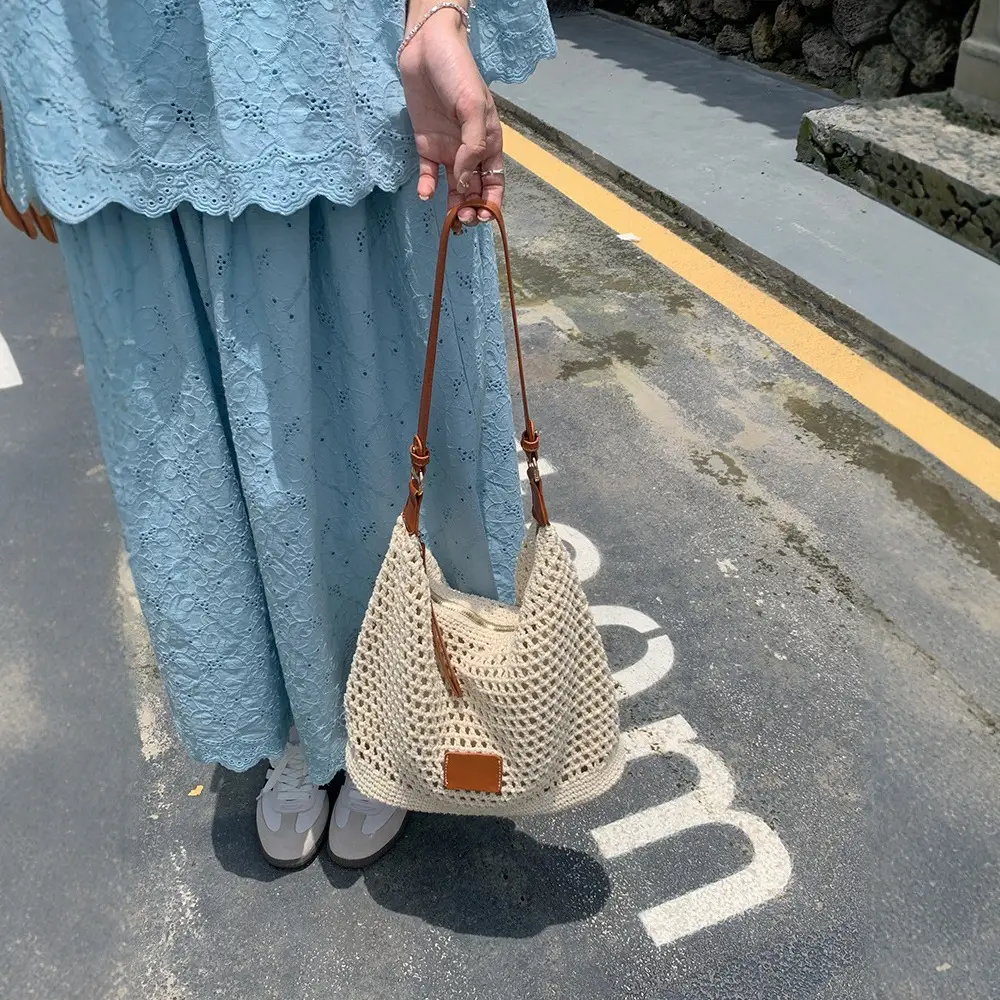 Summer Cut Out Woven Bag Women Casual Shoulder Tote 2025 - Image 5