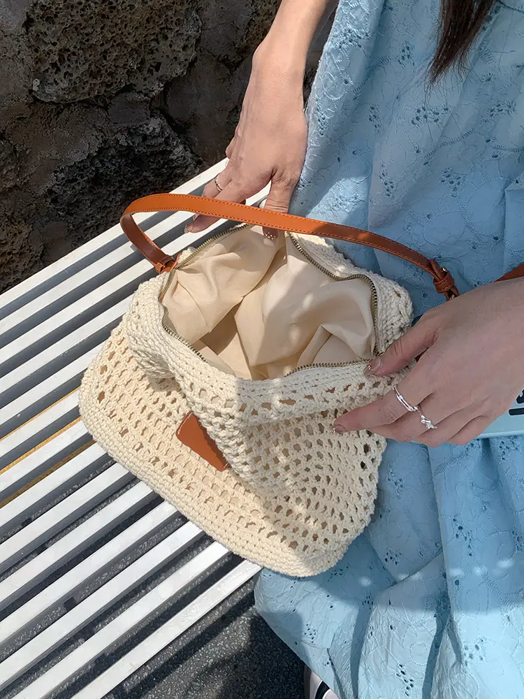 Summer Cut Out Woven Bag Women Casual Shoulder Tote 2025 — feature 10