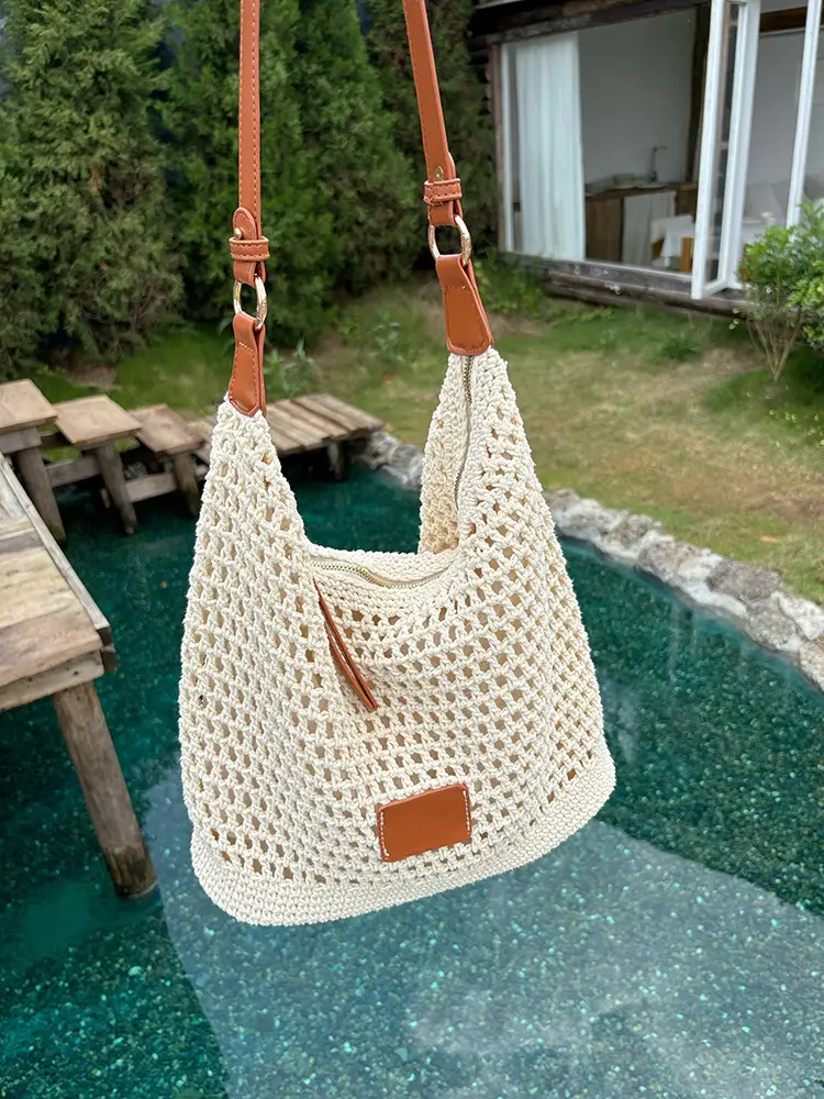 Summer Cut Out Woven Bag Women Casual Shoulder Tote 2025 — feature 12