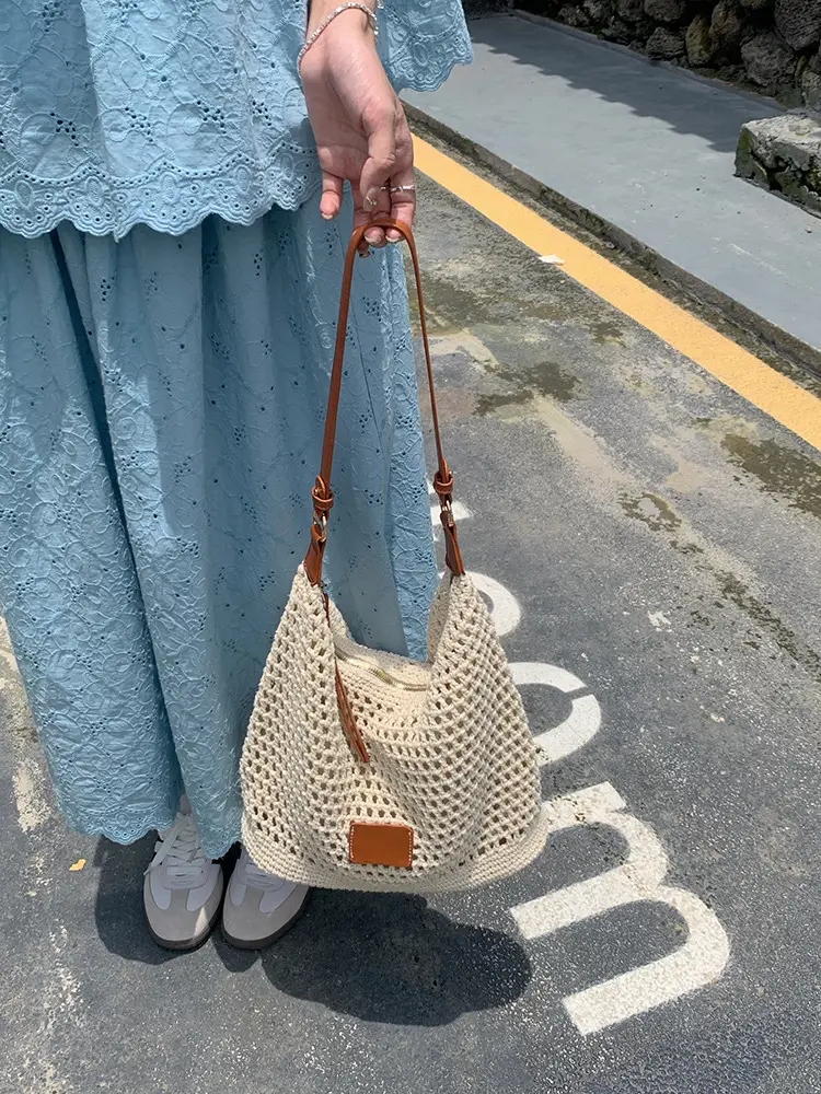 Summer Cut Out Woven Bag Women Casual Shoulder Tote 2025 — feature 4