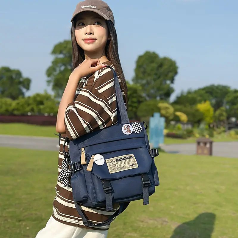 Japanese Style Blue Crossbody Bag for Girls College