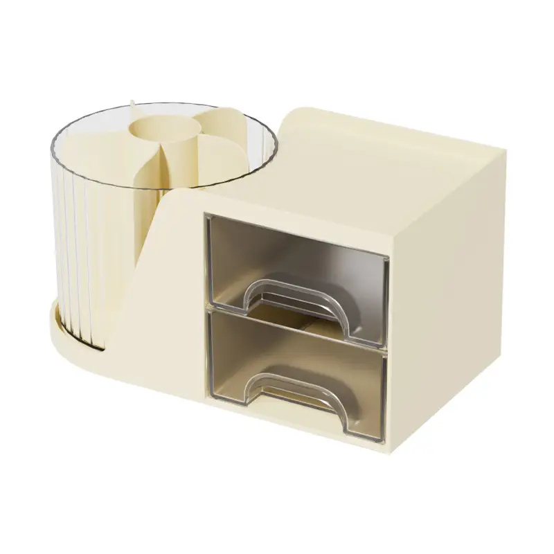 360-Degree Rotatable Pen Holder with Drawer Storage Box