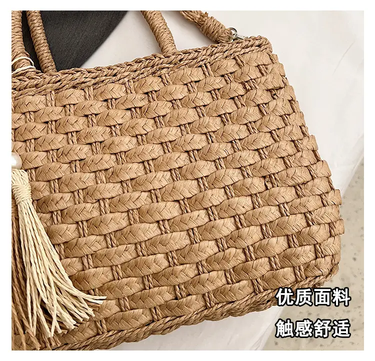 New Summer Straw Bag with Pearl Tassel for Women — feature 10