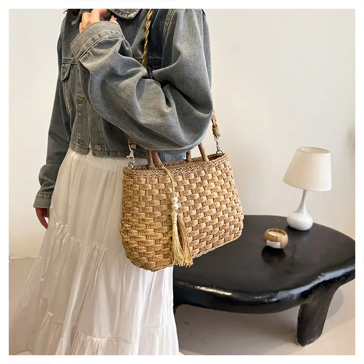 New Summer Straw Bag with Pearl Tassel for Women — feature 18