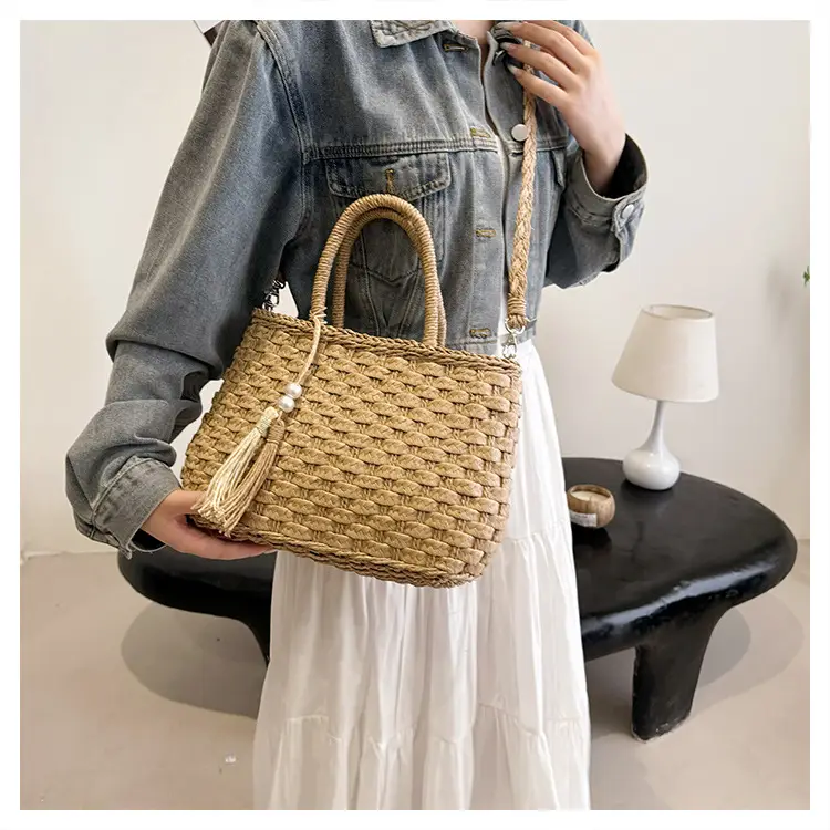 New Summer Straw Bag with Pearl Tassel for Women — feature 20