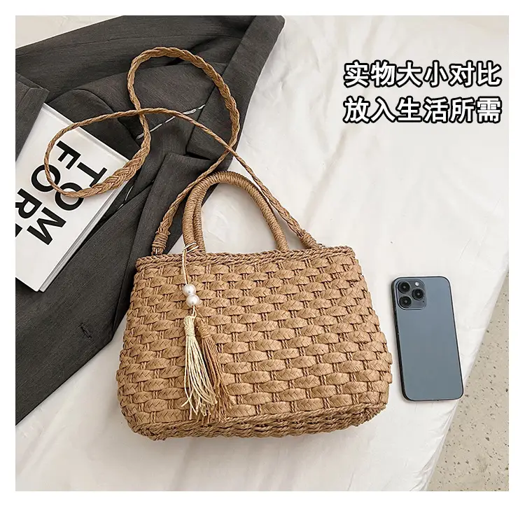 New Summer Straw Bag with Pearl Tassel for Women — feature 8
