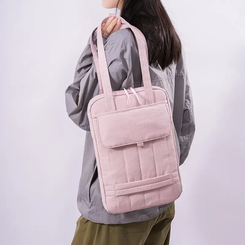 Pink Quilted Shoulder Bag for Laptops & Commuters - Image 6
