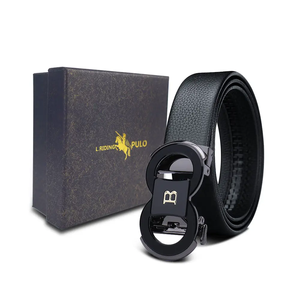Men's Gold Buckle Genuine Leather Belt with Gift Box - Image 13