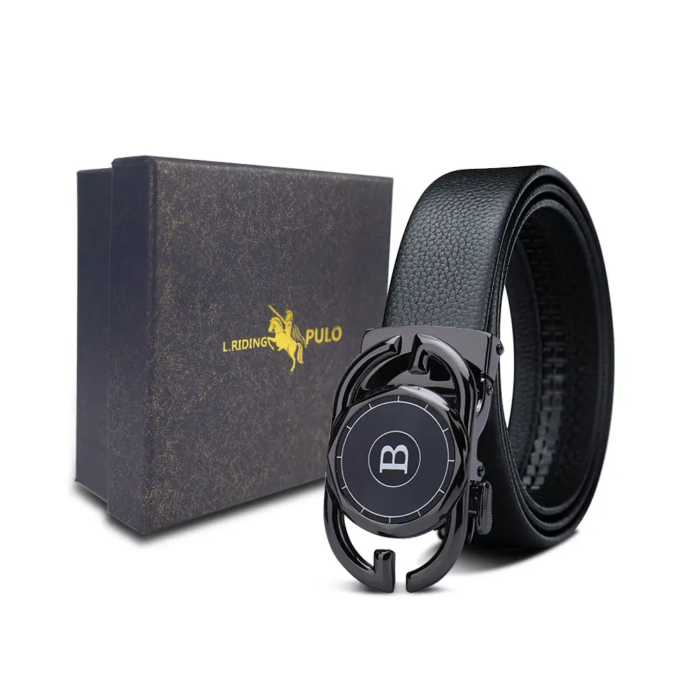 Men's Gold Buckle Genuine Leather Belt with Gift Box - Image 15
