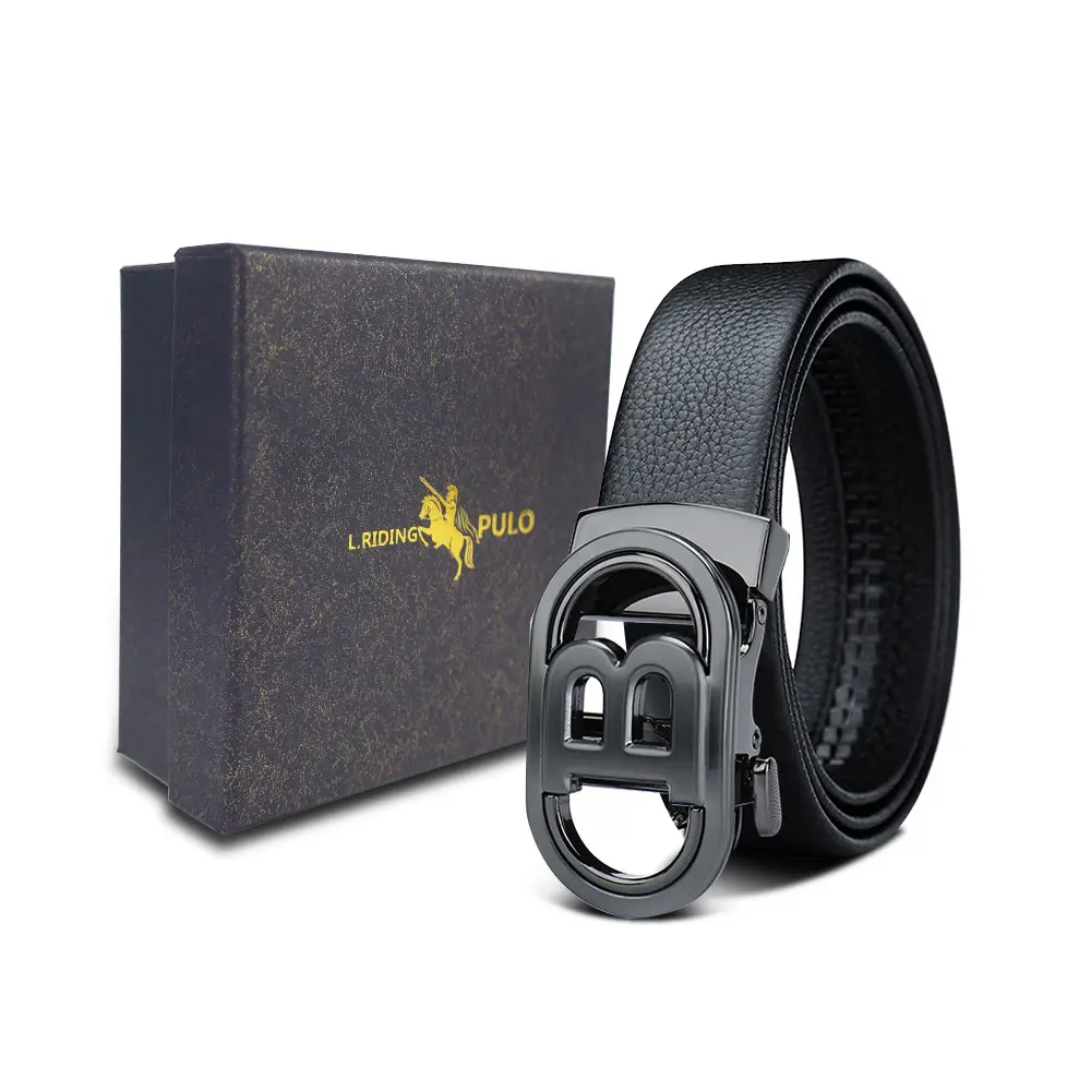 Men's Gold Buckle Genuine Leather Belt with Gift Box - Image 20