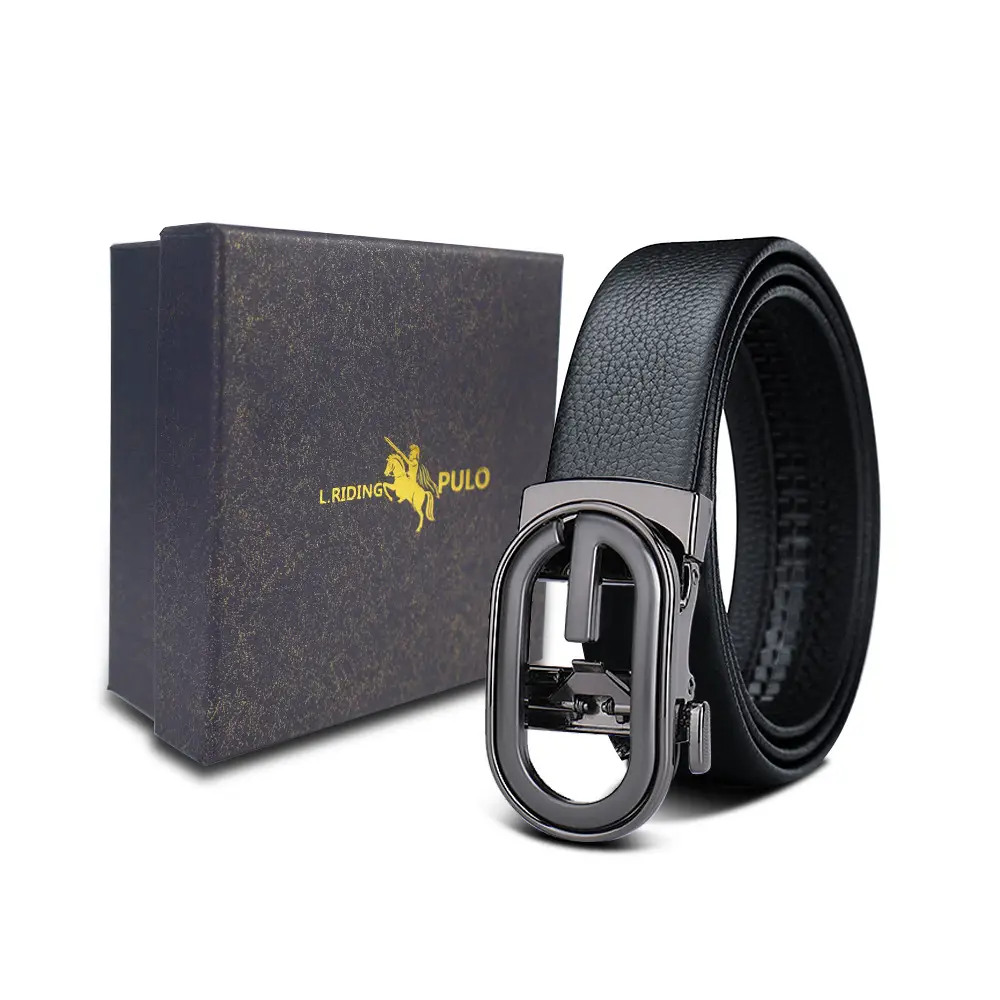 Men's Gold Buckle Genuine Leather Belt with Gift Box - Image 26