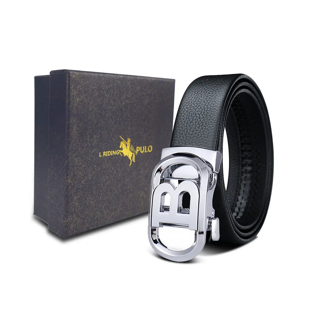 Men's Gold Buckle Genuine Leather Belt with Gift Box - Image 30