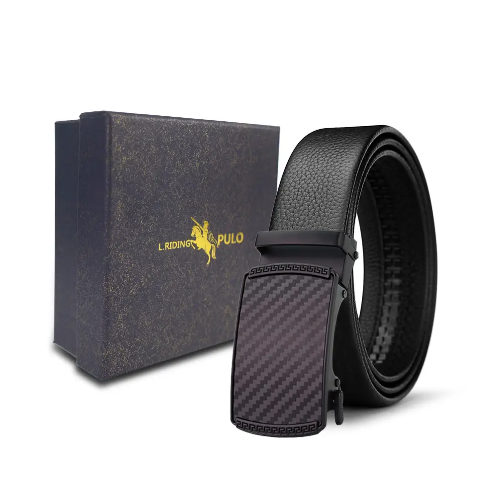 Men's Gold Buckle Genuine Leather Belt with Gift Box - Image 47