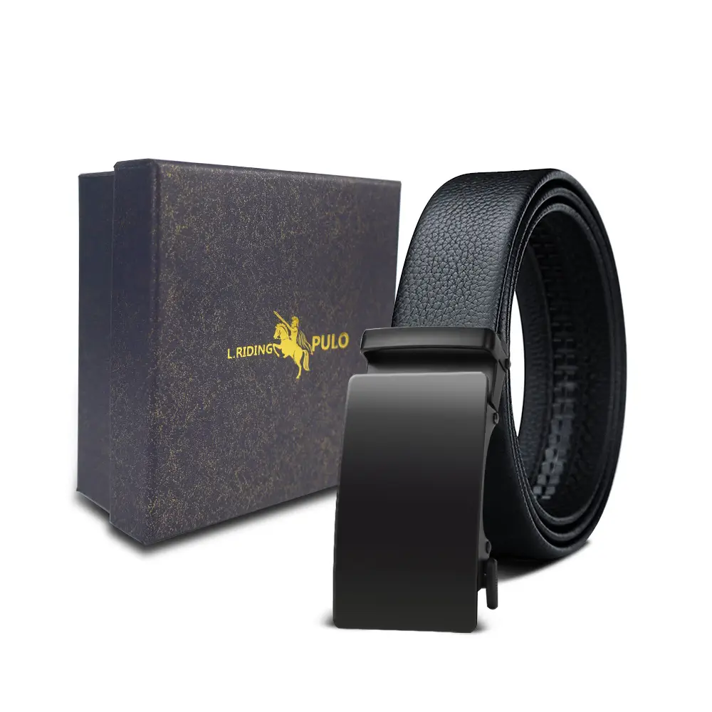 Men's Gold Buckle Genuine Leather Belt with Gift Box - Image 48