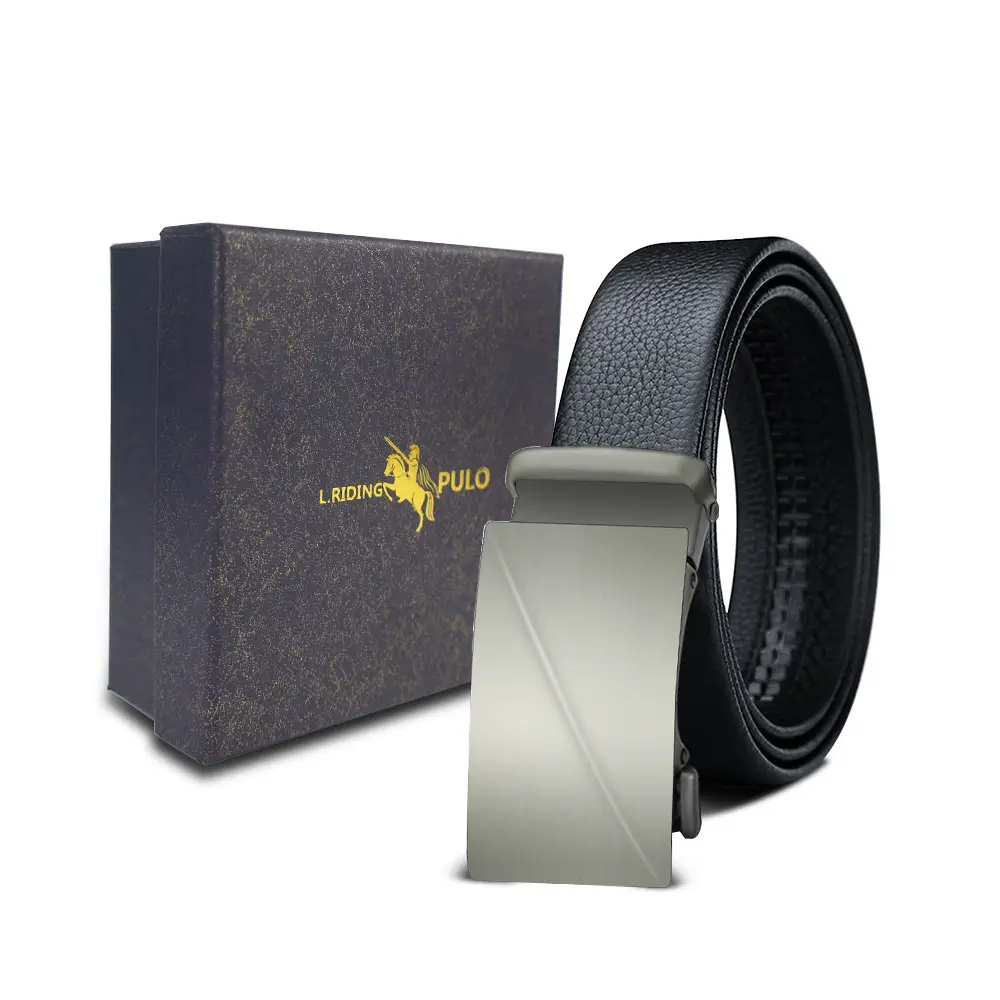 Men's Gold Buckle Genuine Leather Belt with Gift Box - Image 49
