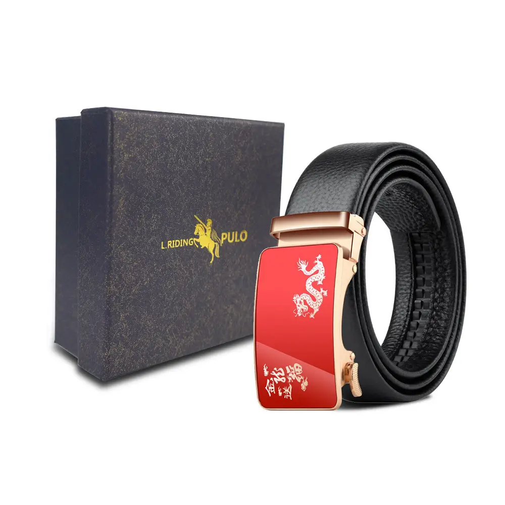 Men's Gold Buckle Genuine Leather Belt with Gift Box - Image 50