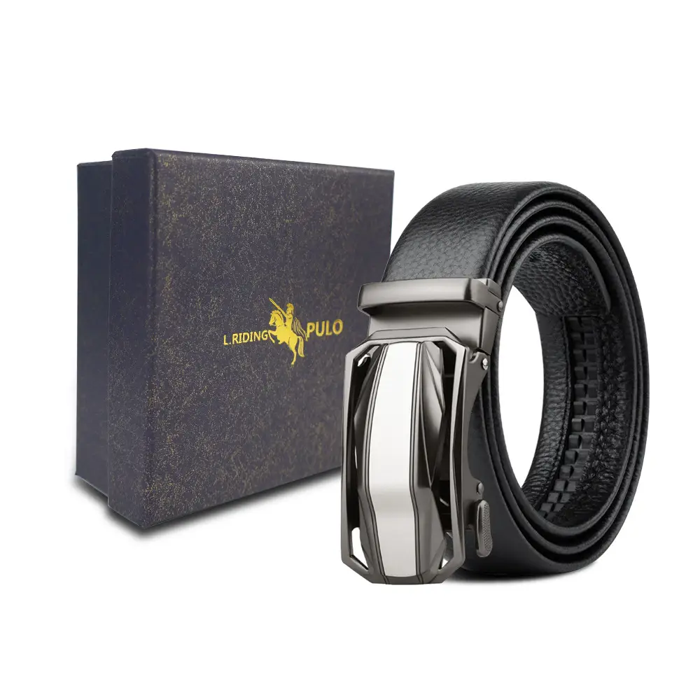 Men's Gold Buckle Genuine Leather Belt with Gift Box - Image 51