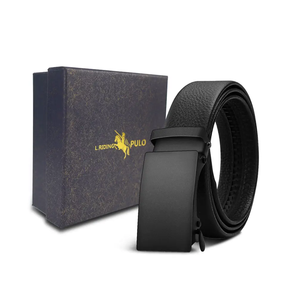 Men's Gold Buckle Genuine Leather Belt with Gift Box - Image 54
