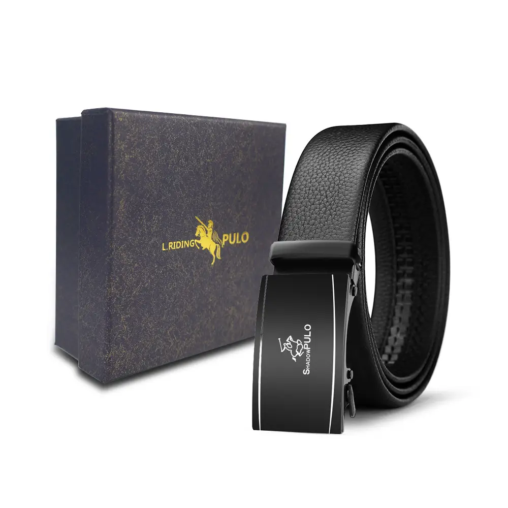 Men's Gold Buckle Genuine Leather Belt with Gift Box - Image 57