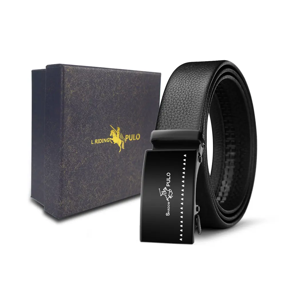 Men's Gold Buckle Genuine Leather Belt with Gift Box - Image 60