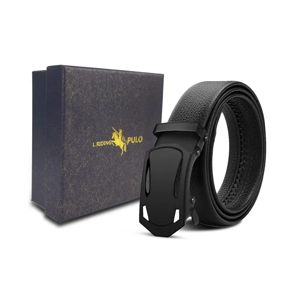 Men's Gold Buckle Genuine Leather Belt with Gift Box - Image 61